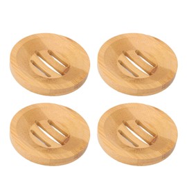 GEEKHOM Soap Dish Holder, [Pack of 4] Natural Bamboo Self Drain Rust Soap Dish Soap Box Soaps with Lid for Bathroom, Bathtub, Kitchen Sink