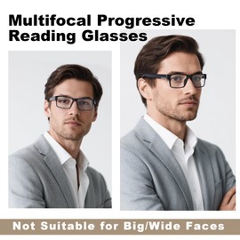 2 Pack Superior Progressive Multifocus Reading Glasses Men Women Stylish Blue Light Blocking Glasses Stripe Design Rectangular Frame Computer Readers Anti UV/Eye Strain Multifocal Eyeglasses, 1.75x