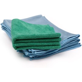 Microfiber Glass Cleaning Cloths | Streak Free Windows & Mirrors | Lint Free Towels | Car Windows Wipes | Polishing Rags | Machine Wash- Blue, Green (8 Pack)