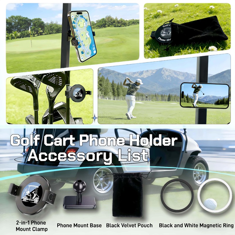 WUKO HUNT Magnetic Golf Cart Phone Holder 2-in-1