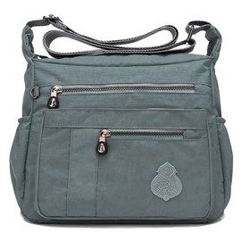 GFM® Womens Waterproof Nylon Cross Body Shoulder Bag - Travel, Holidays, Beach, Casual Every Day Use - Style S1-Grey-2 (88)(NCB-921-HLBH)