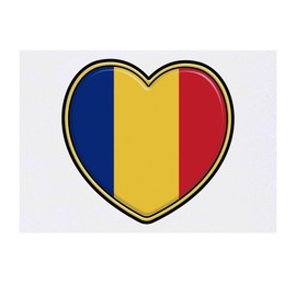'Romania Flag Heart' Temporary Tattoo - Water Resistant, Skin-Safe, Non-Toxic Transfer (TO00062261)
