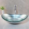 Washly Bathroom vessel sink, Artistic Tempered Glass Oval Vessel Sink