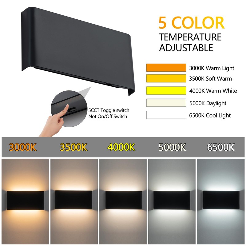 Easyusahome 2 Pack Modern LED Wall Sconces, Hardwired Up Down