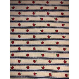 Country Stripes & Apples Cotton Fabric 1/4 Yard - Great for Masks or Quilts