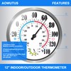 Outdoor Thermometer Hygrometer - 12'' Indoor Outdoor Thermometer Wireless, Indoor