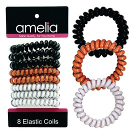 Amelia Beauty Products 8 Medium Elastic Hair Coils, 2.0in Diameter Thick Spiral Hair Ties, Gentle on Hair, Strong Hold and Minimizes Dents and Creases, Earth Blend