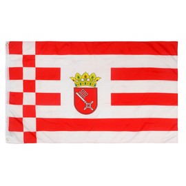 PHENO FLAGS Bremen Flag - Federal State Flag with Brass Eyelets - 90 x 150 cm - Weatherproof Flags for Flagpole - 100% Polyester