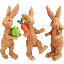 VBS Hase Fridolin 3er Set Miniaturen 7.5-9.5 cm bemalt aus Polyresin ideal für Ostern Detailreiche Dekofigur Osterhase Sammlerfigur