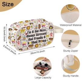 MEIKIUP Softball Mom Clear Makeup Bag Softball Lover Gift I'm A Hot Mess Always Stressed and Proudly a Softball Mama Gift (Softball Mom Clear Bag-UK)