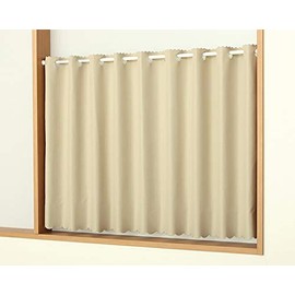 Cafe Curtain, 100% Blackout Rate, Complete Blackout Fabric, Thermal Insulation, Soundproofing, Bonding Treatment, 5346, Sand Gray IV Width 55.1 x Length 31.5 inches (140 x 80 cm), Pack of 1