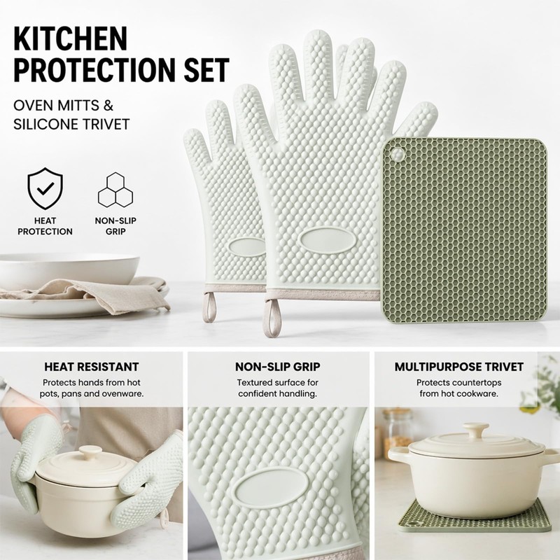 Hot Pads and Oven Mitts - Silicone Oven Mitts -