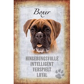 mrdeco Wooden Sign 12 x 18 cm Boxer Dog Intelligent Wooden Sign