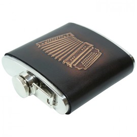 Musicien de Costume Flasque zieharmonika Accordéon en cuir Gourde en acier inoxydable avec gaine de cuir marron estampé main Pocket Flask Bottle