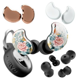 CURVD Cliq Noise Cancelling Ear Plugs – Reusable Concert Earplugs for Noise Reduction with Swappable Covers, 5 Tip Sizes & Travel Case. Stylish, Comfy, and Customizable Protection