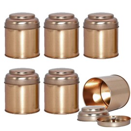 Merkaunis 6 Pack Tea Tin Canister with Airtight Double Lids for Loose Tea Mini Tea Storage Containers Round Tin Canister for Storage Tea Bags Coffee Sugar