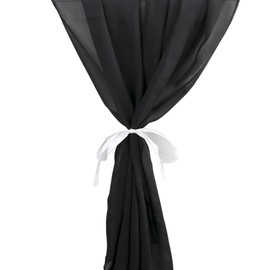 Time to Sparkle 2PCS 10FT Chiffon Table Runner Wedding Decor 28x120 inches Gauze Table Runner Rustic Sheer Table Decor for Romantic Bridal Shower Baby Shower Birthday Party Black