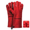 Feuermeister Premium BBQ glove in red leather for men /
