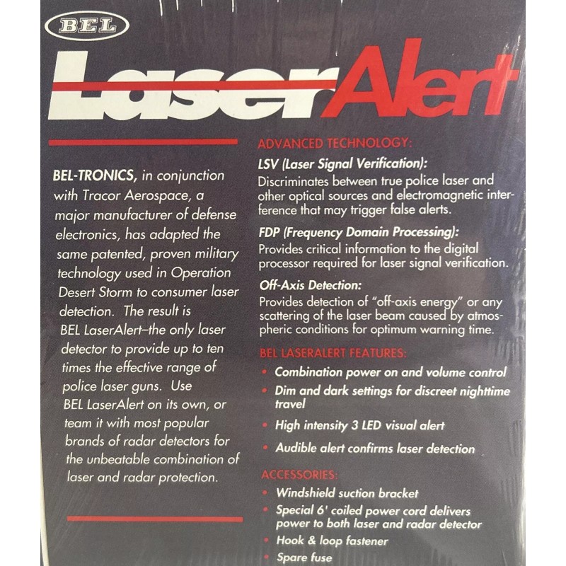Beltronics Bel Laser Alert - Detection Of All Police Laser
