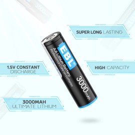EBL Lot EBL 3000mAh 1.5V AA Lithium Batteries Constant Volt Double A Battery - 12x  AA Lithium Batteries Non-Rechargeable