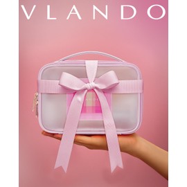 Vlando Matte Transparent Rose Cosmetic Bag Girls, Pink Travel Make Up Bag for Women and Women, Waterproof Cosmetic Bag Organiser with Zip, Portable Skincare Bag