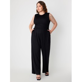 CIDER Wide Leg, Sleeveless, Jumpsuit for Women, Plus Size, Curvy: Black, 2XL