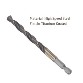 Kozelo Titanium Coated Drill Bit with 1/4" Hex Shank - [8mm x 116mm] High Speed Steel for Quick Release 135 Degree Split Point for Aluminum Alloy Iron Wood
