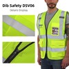 Dib Safety Reflective Vest Mesh, High Visibility Vest with Pockets