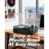 Vinyl Record Player with Built-in Speakers, USB Recording, Dark Green