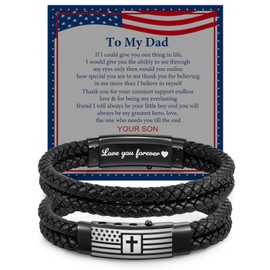 VNOX Christian Religious Gifts for for Son, to My Son Bracelet with Cross American Flag Leather Bracelets USA Patriotic Christmas Birthday Confirmation Baptism Christian Easter Unique Gifts for Son