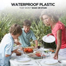 3 Pack Plastic Tablecloth 54 x 108 Inches - Disposable Rectangle Table Cover for Birthday Party Supplies (White/Blue/Black, One Size)