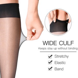 Yilanmy 12 Pairs Sheer Knee High Stockings Daily Pantyhose Hosiery for Women(6 Natural, 6 Black)