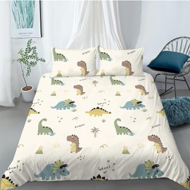 MUSOLEI Dinosaur Duvet Cover Set Kids Boys Girls Cartoon Animal Bedding Set, Ultra Soft Reversible 3 Piece Quilt Covers with 2 Pillowcases, Double Size