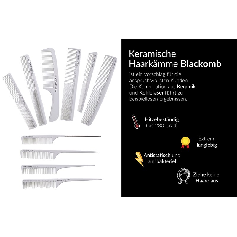 Blackomb - Professional Ceramic Hairdressing Comb | Toupee Comb with