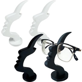 HeartYue 4 Pcs Abstract Face Design Eyeglass Holder & Sunglasses Storage Rack 3D Printed Artistic Decor for Women Men Home Office Decoration