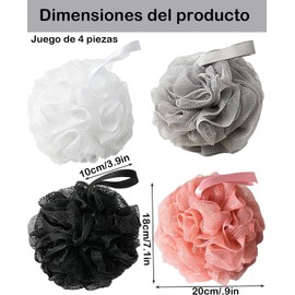4 Piezas Esponja para Ba?o Corporal, Material Pe Suave y Duradero, Adecuado para la Exfoliaci?n Profunda de Hombres y Mujeres durante el Ba?o(4