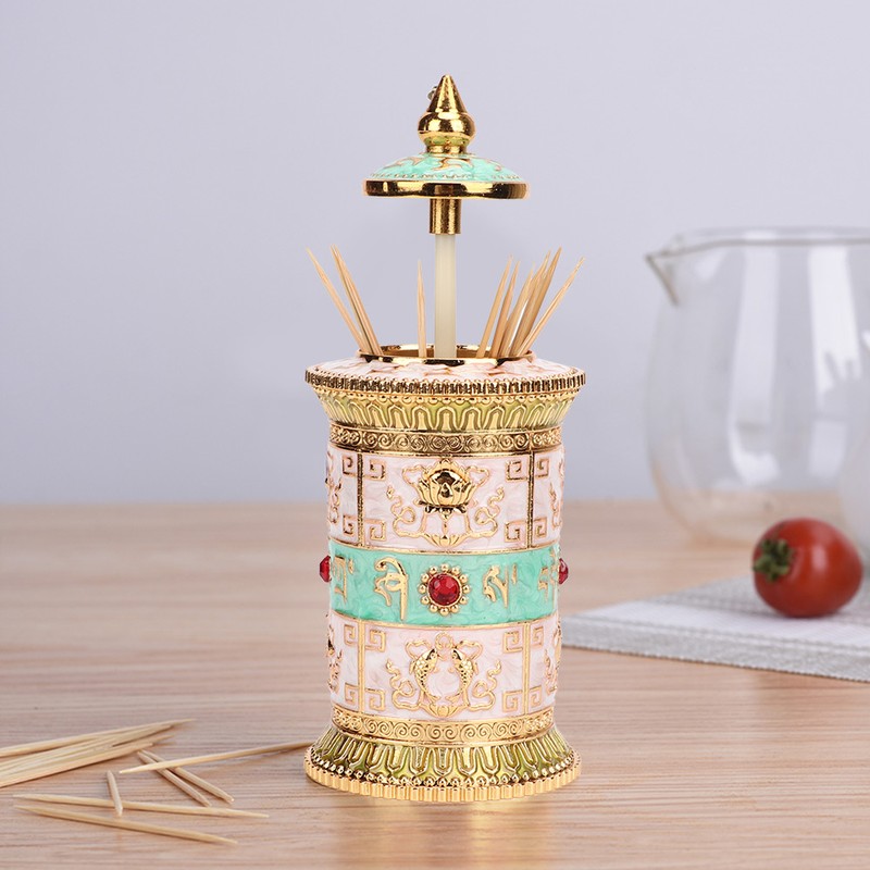 Home Kitchen Hotel Rotating Press Toothpick Holder Box Dispenser Organizer