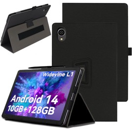 carinacoco Case for HiGrace C107 10 inch, Full Coverage Premium Leather Folio Folding Stand Anti-Drop Tablet Protective Cover, with Pencil Holder and Wrist Strap Tablet Cover for HiGrace C107, Black