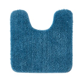 MIULEE Absorbent WC Toilet Rug Non Slip U Shape Bath Mat with High Hydroscopicity Rugs Super Soft Cozy and Shaggy Microfiber Rug Carpet for Bathroom Blue 50 x 50 cm