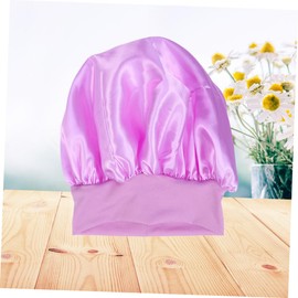 Healvian 2pcs Wide Side Elastic Satin Sleeping Cap for Hair Loss Comfortable Chemotherapy Beanie for Women and Girls Purple Nightwear Bonnet with Elastic Band for Hair Protection