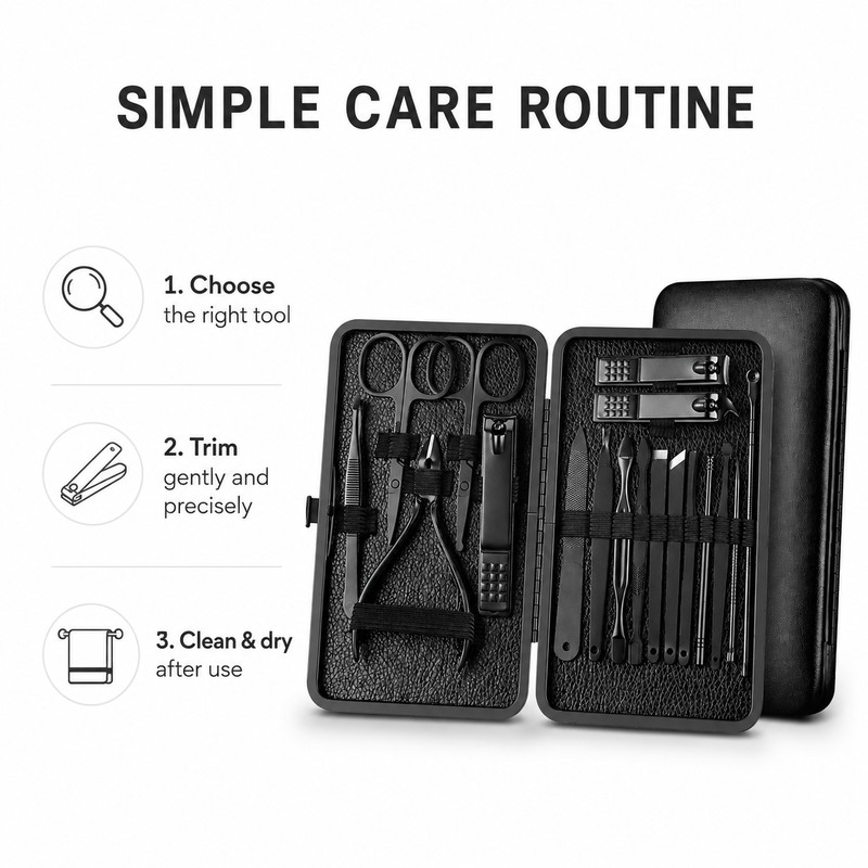 7-Piece Stainless Steel Nail Care Kit for Manicure & Pedicure