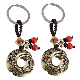 Mikinona Keychain Pendant Charms 2pcs Chinese Style Brass Dragon Keyring Decor for Bag