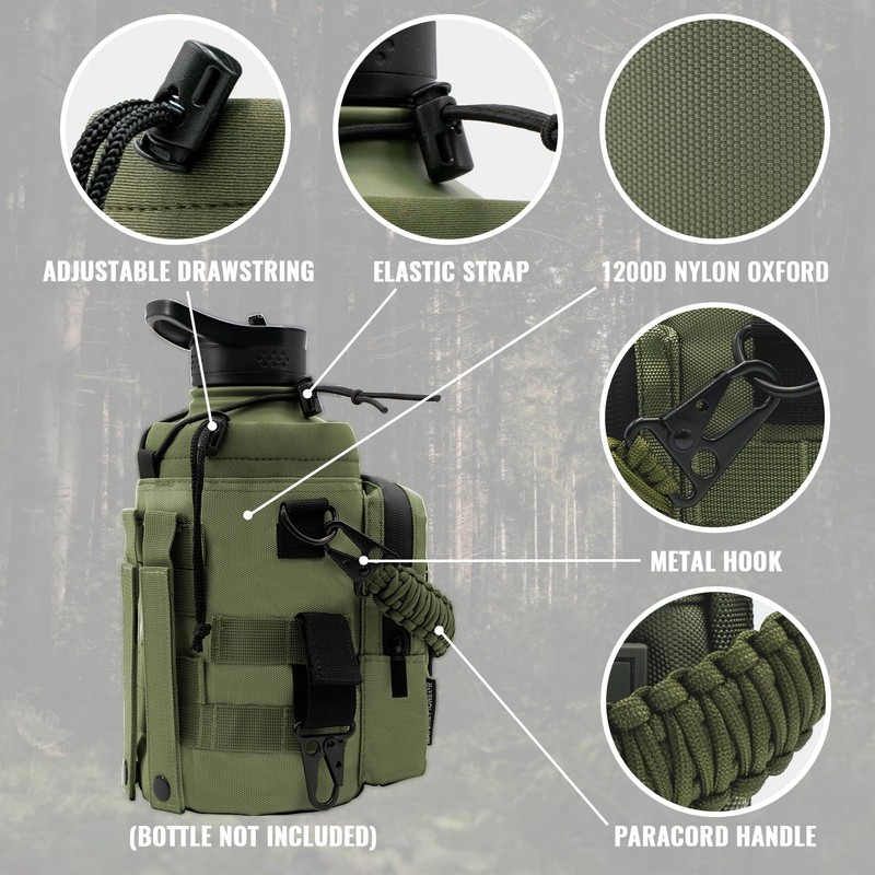 NATURE PIONEOR 32 64 128oz Tactical Water Bottle Pouch, Multi-Function