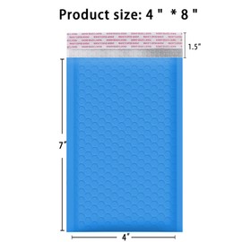 Suncomptech 4x8 inches Poly Bubble Mailers, Self Seal and Water Resistant Padded Shipping Bags, Waterproof Mailing Envelopes (Usable 4x7 inches, Sky Blue, 50 Pieces)