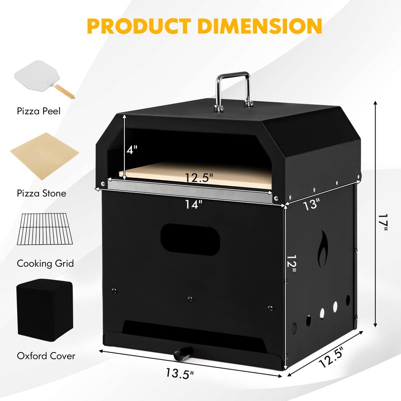 ORALNER Pizza Oven Outdoor, 4-in-1 Wood Fired Pizza Oven and