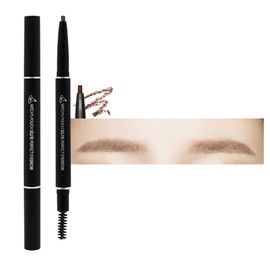 Witch's Pouch Selfie Perfect Eyebrow + Refill head 1ea Waterproof Double Head Oval type Screw Brush (02 Brown)