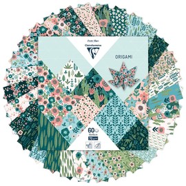 Clairefontaine 95372C - 60 fogli di carta Origami 70g/m², misura 15x15cm, 30 Motivi colori assortiti 2 fogli per motivo), hobby creativi adulti e bambini , Collezione Erbario