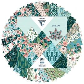 Clairefontaine 95372C - 60 fogli di carta Origami 70g/m², misura 15x15cm, 30 Motivi colori assortiti 2 fogli per motivo), hobby creativi adulti e bambini , Collezione Erbario