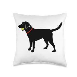 Labrador Retriever Fetch, Black Lab Play Ball Shirt Dog Love Throw Pillow