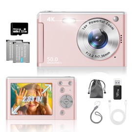 Digital Camera (UHD 4K Video Recording, Upgraded True 50 MP Image) Digital Camera, 2.83 Inch LED Screen, 32 GB TF Card Included, AF Autofocus, Compact Camera, 16x Zoom, Flash, Image Stabilization
